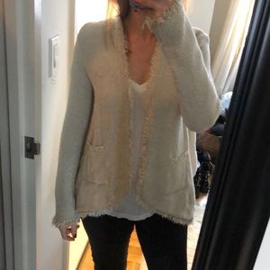 Zara oatmeal/gold open cardigan
